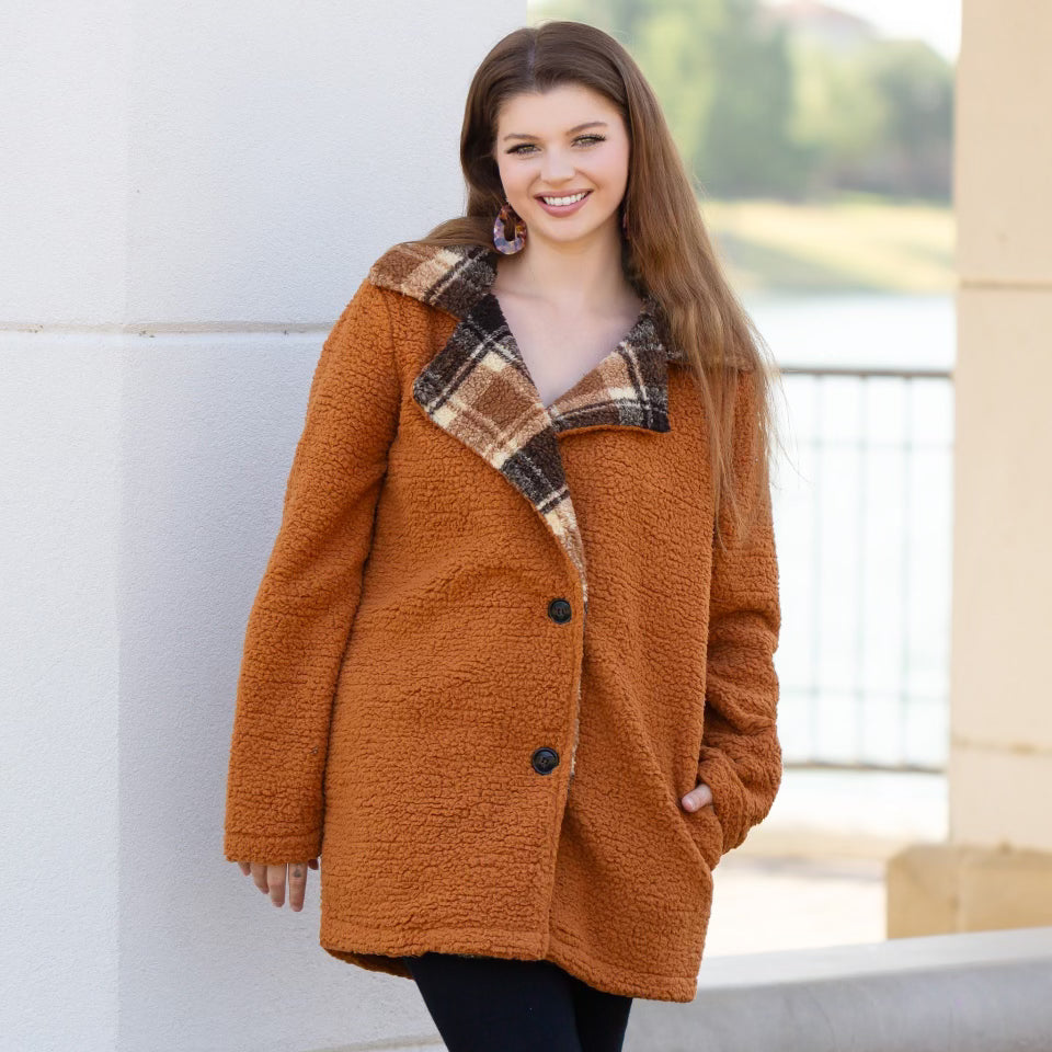 Rust Trench Coat Sherpa