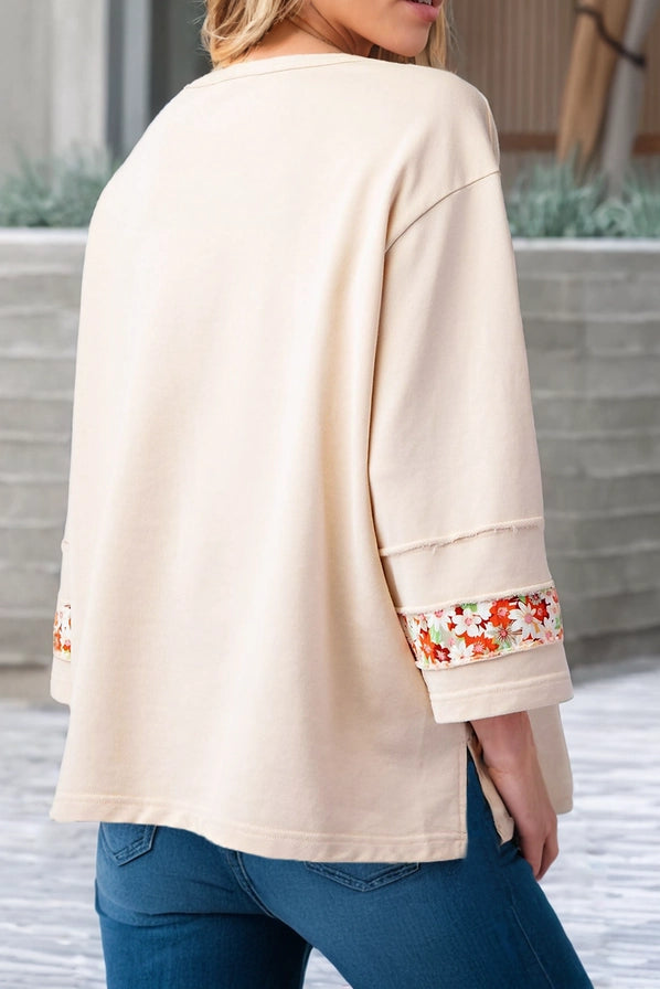 Flower Patchwork Exposed Seam Top