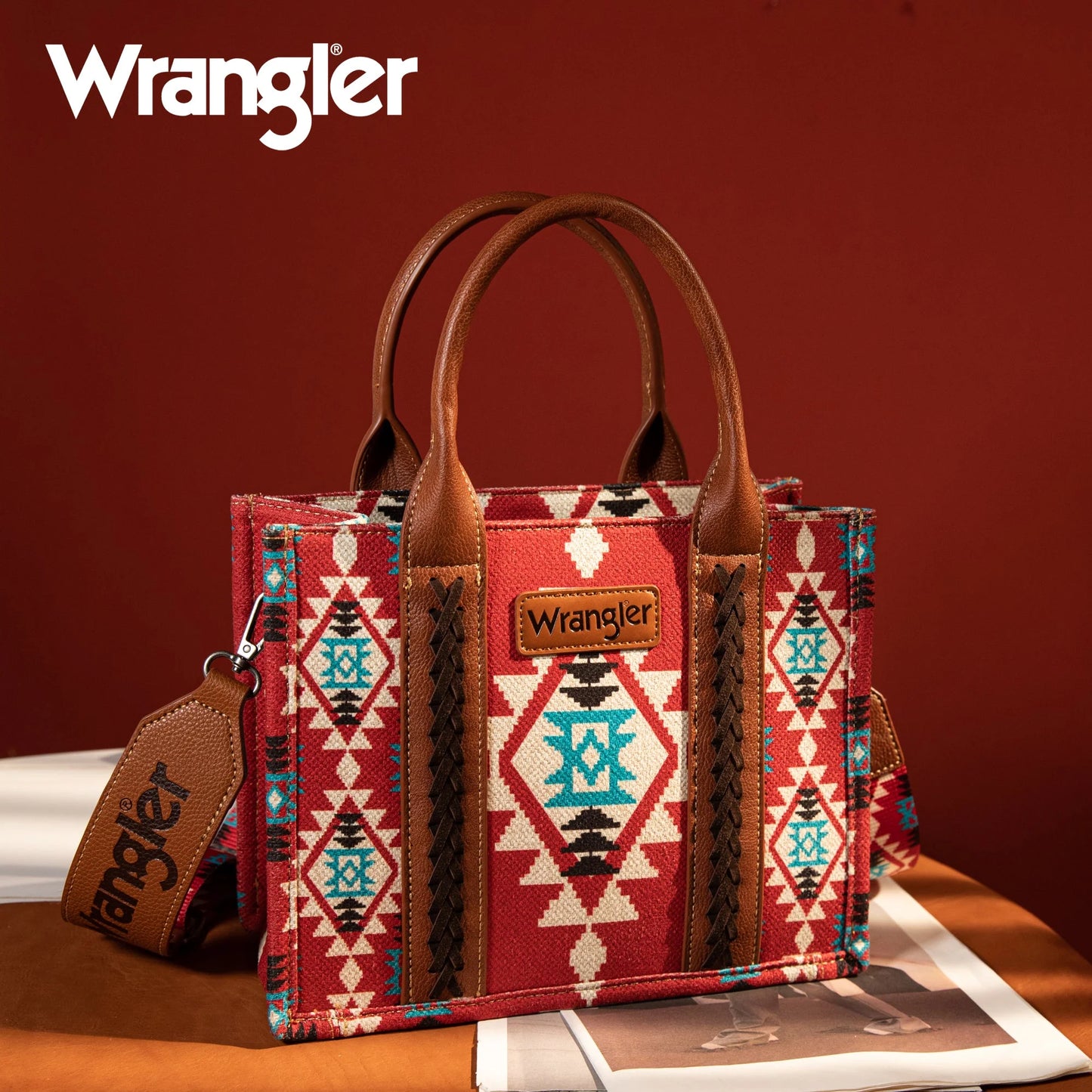Wrangler Burgundy Aztec Tote