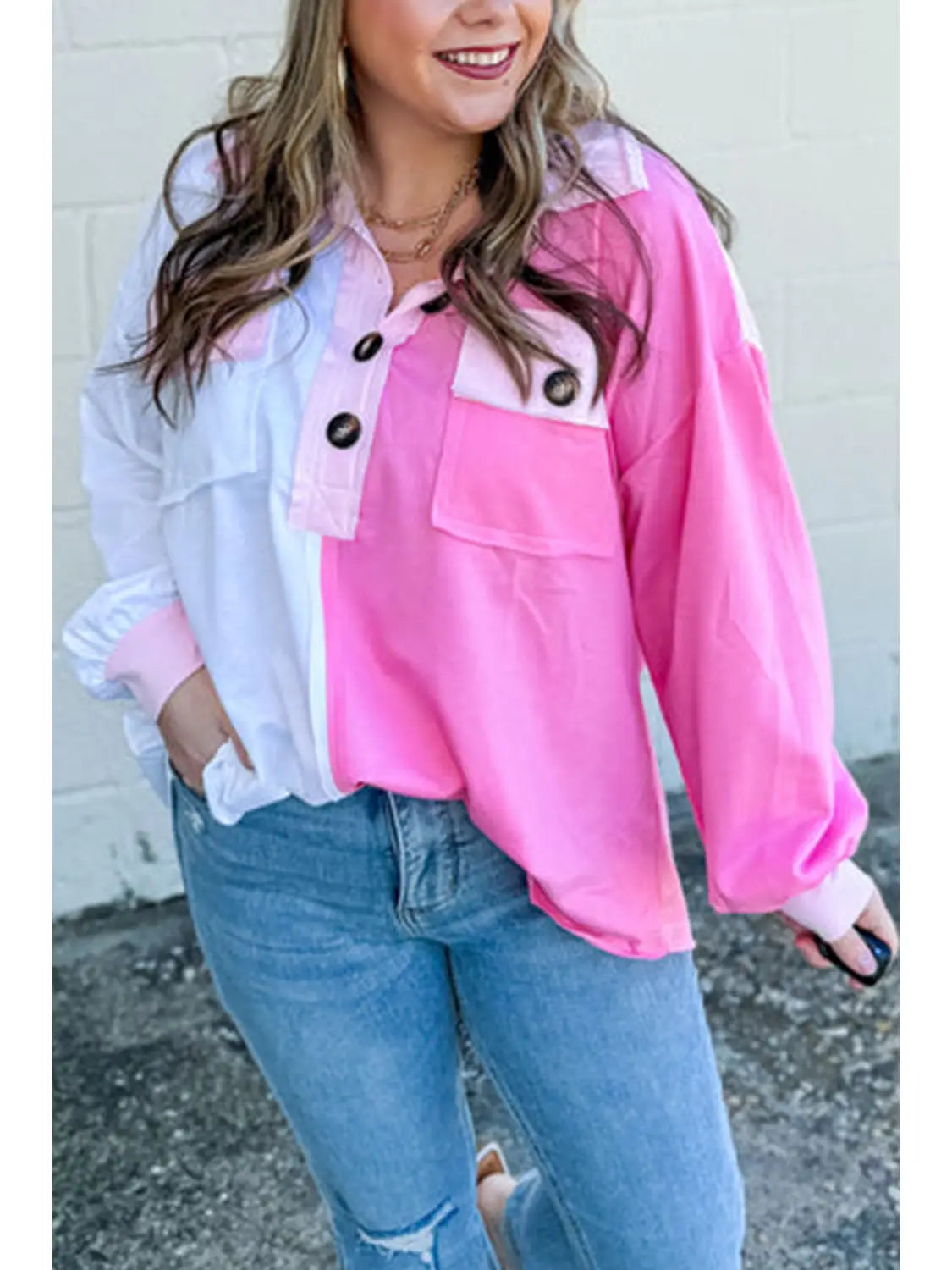 Color-block Chest Pocket Sweatshirt