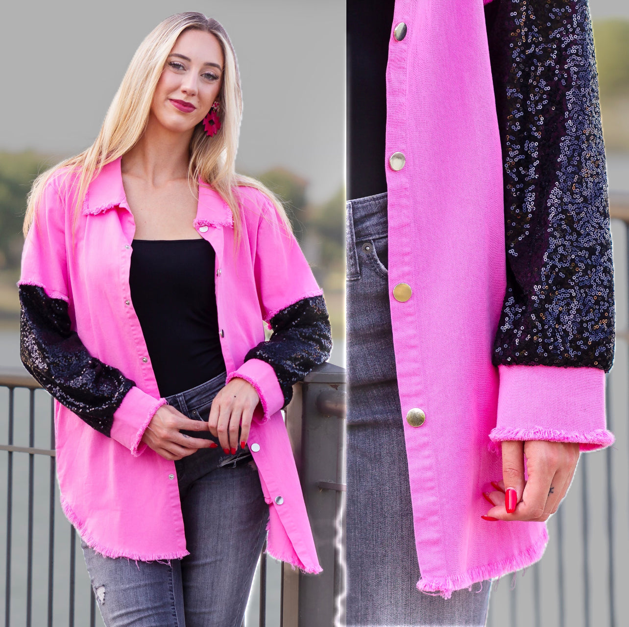 Pink Sequin Shacket