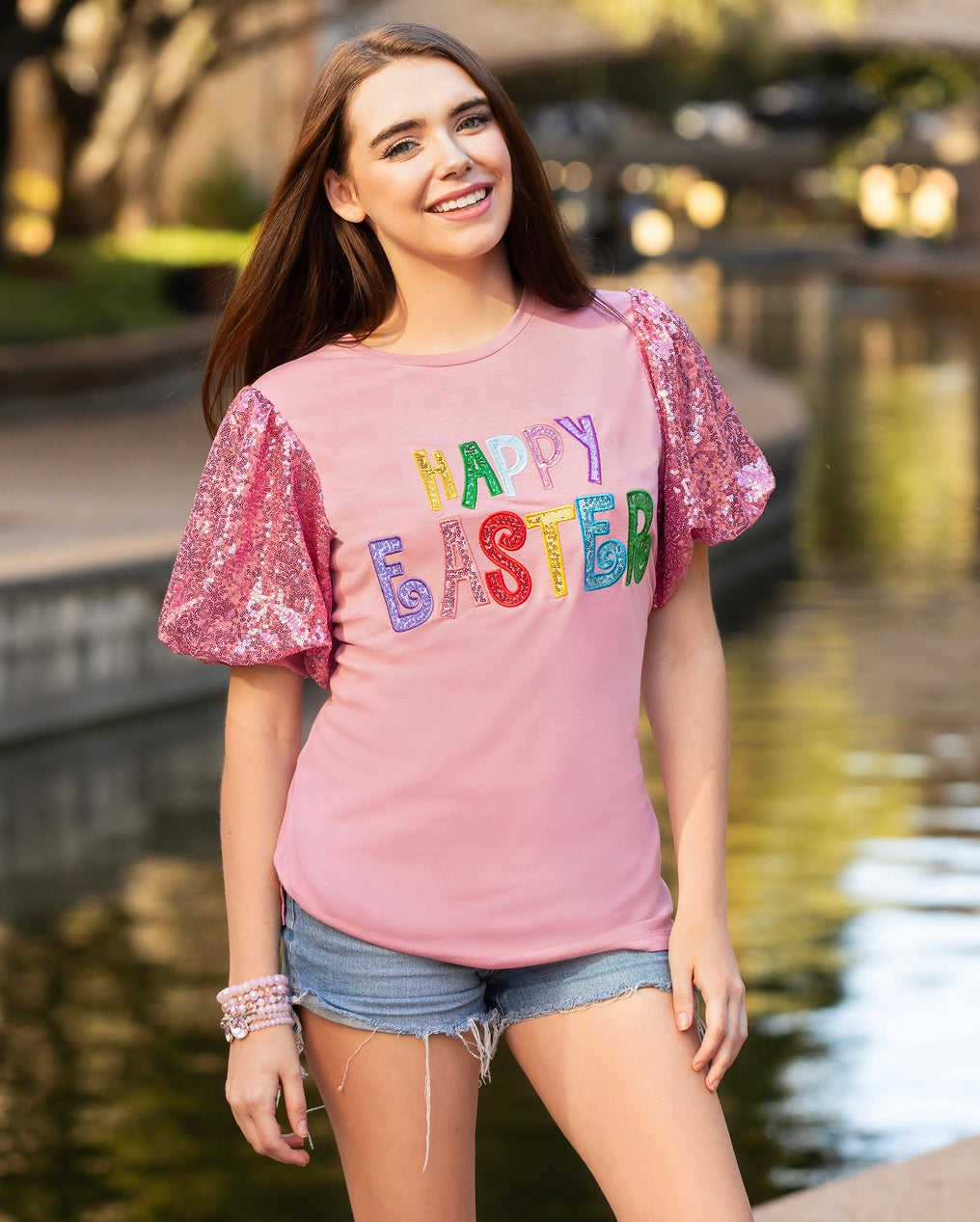 Happy Easter Bubble Sequin Top