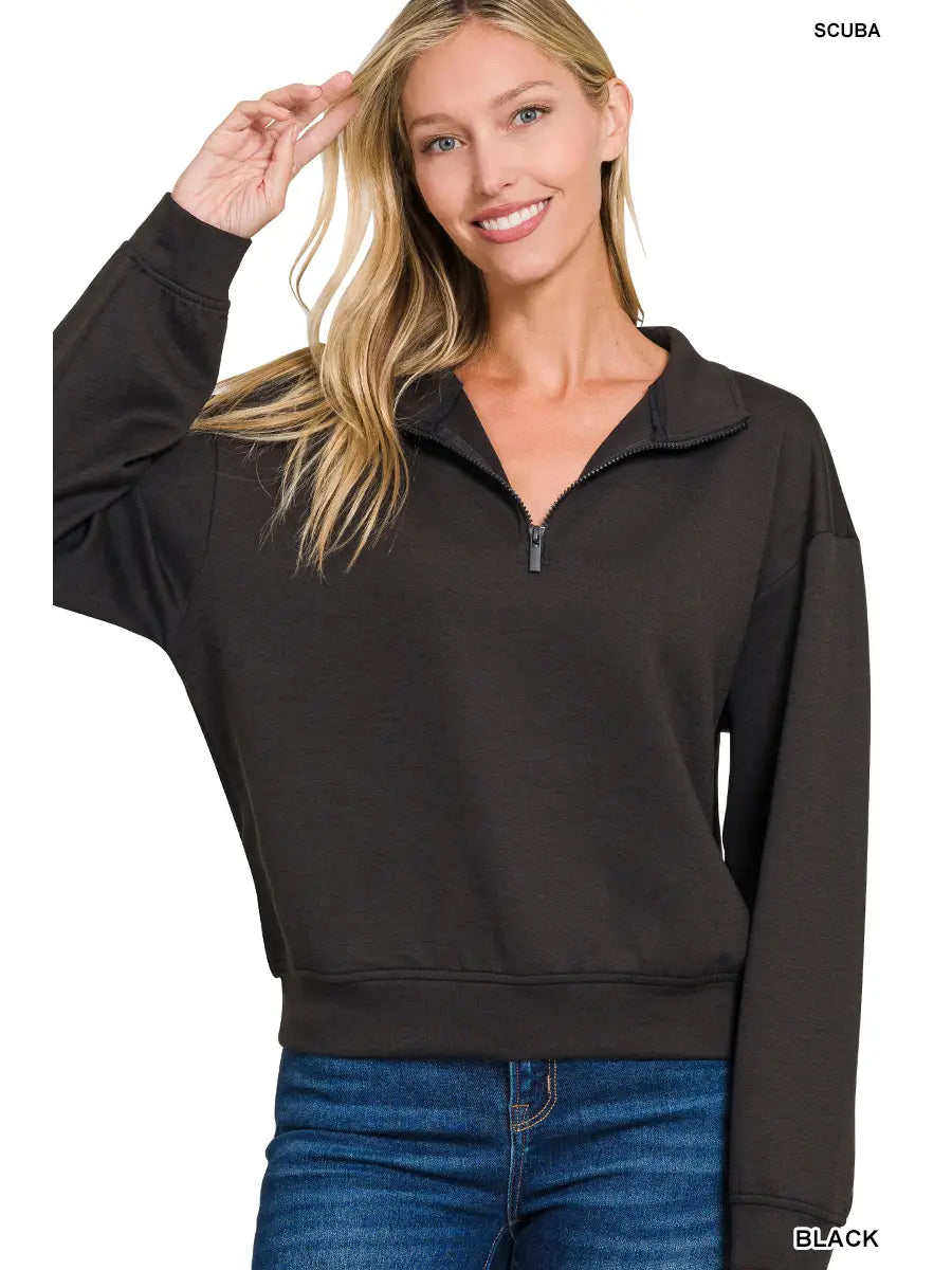 Black half zip pullover