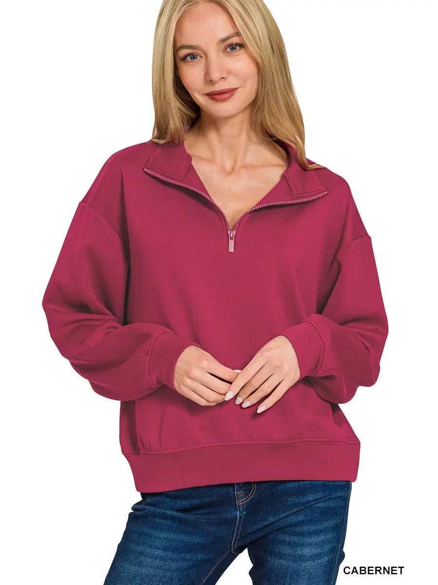 Red half zip pullover