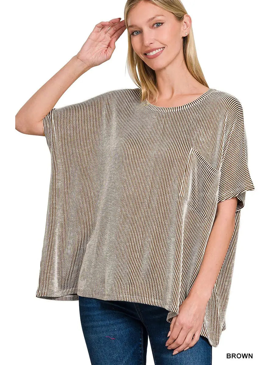 Brown and white oversized short sleeve