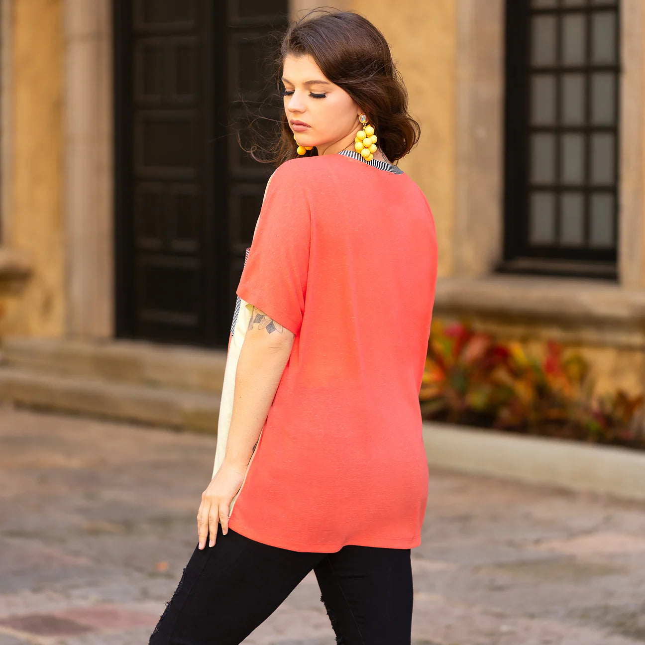 Triblend Color Block V-Neck Top