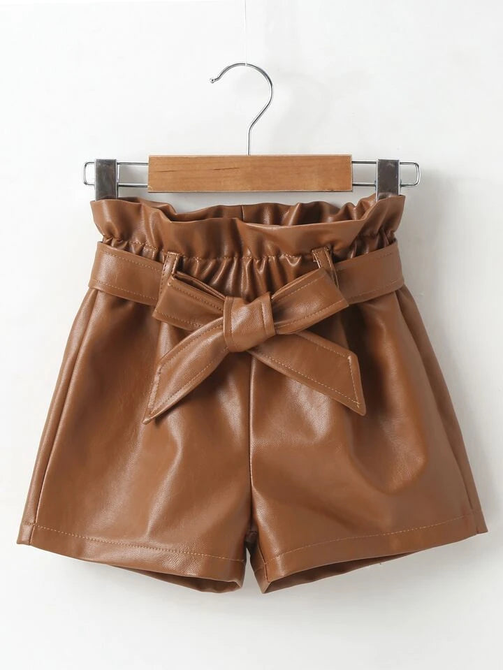 Girls Leather Shorts