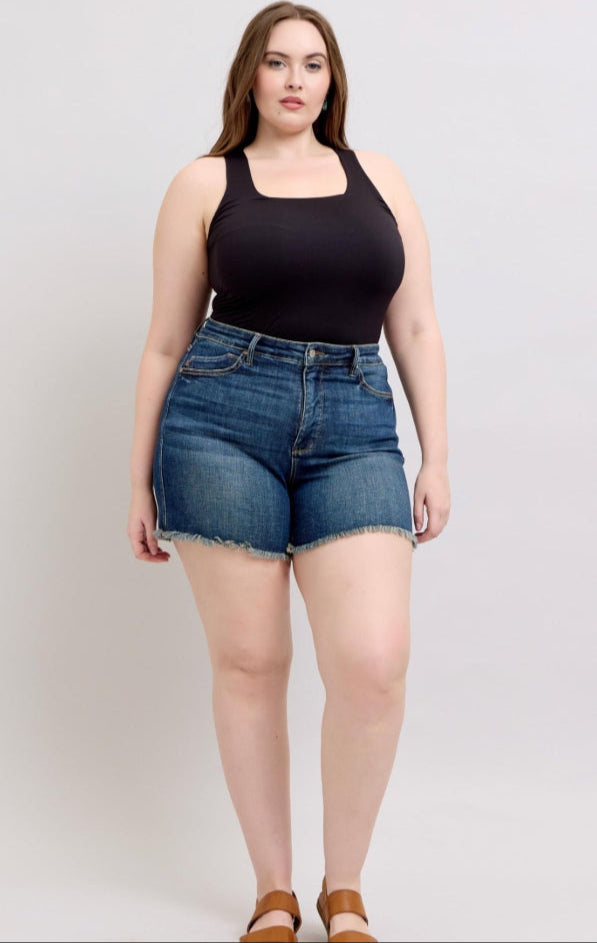 Judy Blue Frayed Hem & Shield Pocket