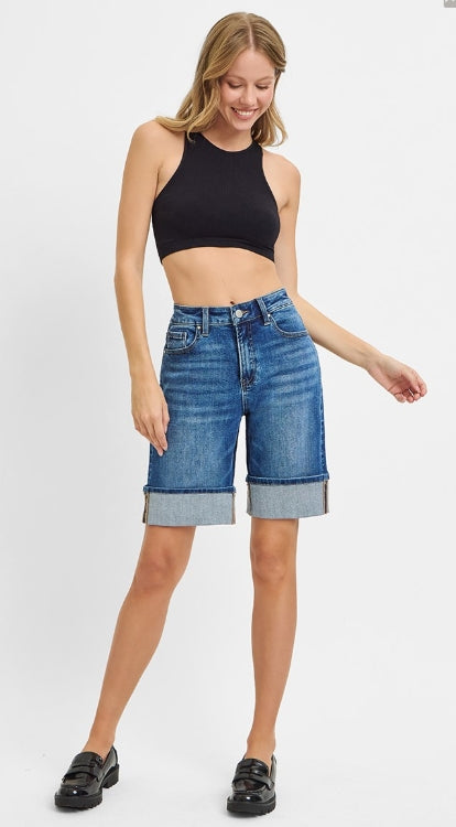 Risen High-Rise Mid Length Cuff Shorts