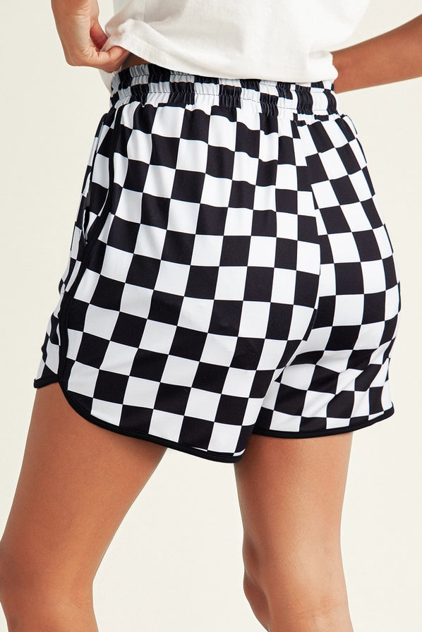 Checkered Drawstring Shorts