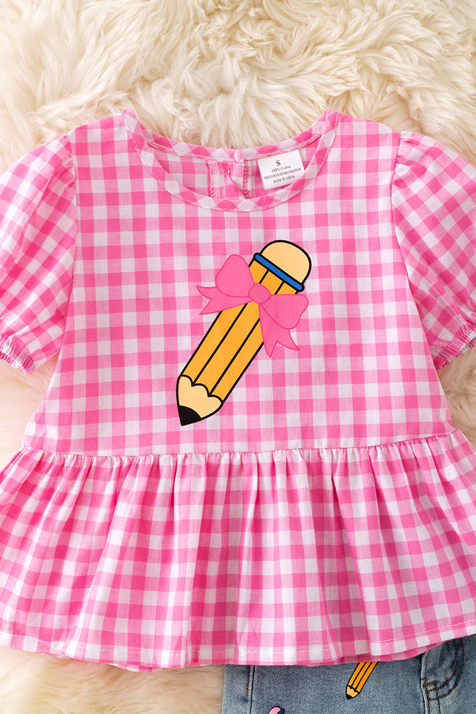 Pink Checkered Short Set