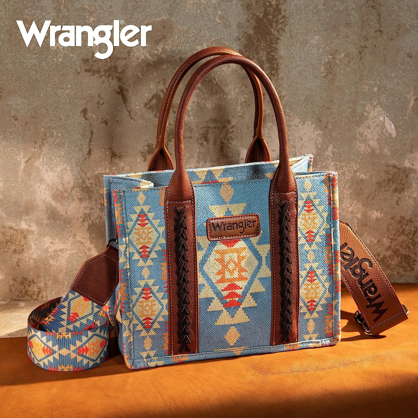 Wrangler Light Blue Aztec Tote