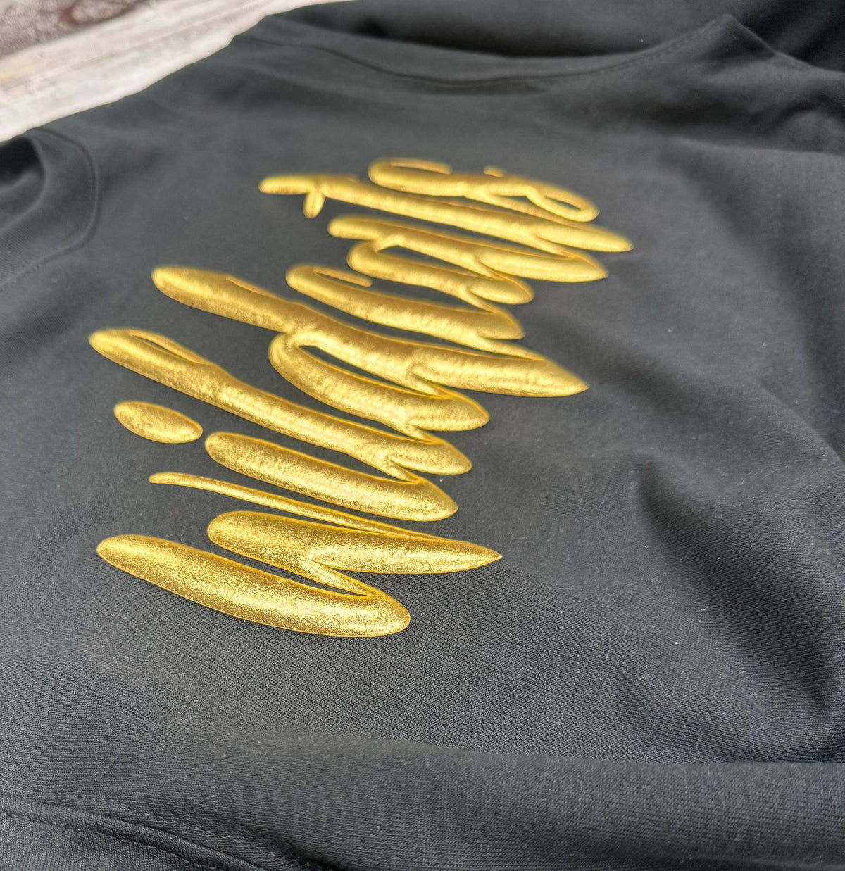Gold Metallic Puff Custom Sweatshirt