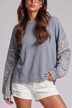 Contrast Print Sleeve Thermal Top