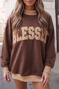 FAITH / BLESSED Graphic Mockneck Oversized Sweatshirt