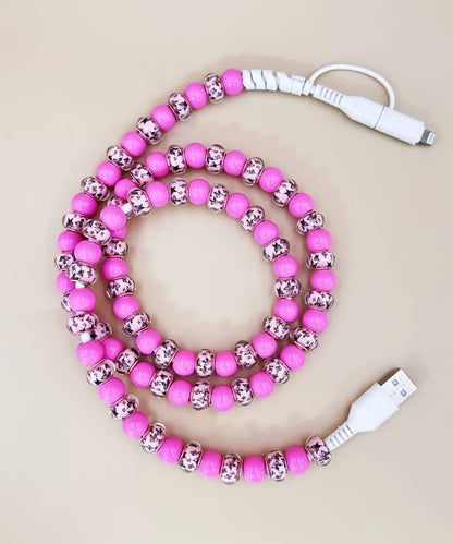 BUTTERFLY BEADED PHONE CHARGING CABLE 2-IN-1