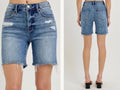 Risen High Rise Released Hem Shorts