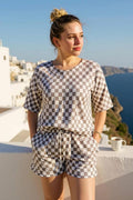 Two Piece Checkered Short Set