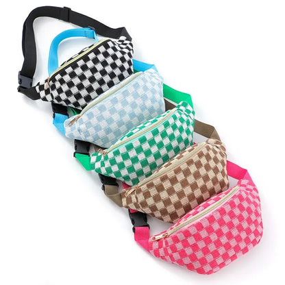 Zenana Knit Checkered Bum Bag
