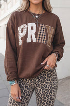 PRAY Graphic Letter Print Western Sweatshirt