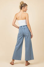 HP40115 Pinstripe wide leg drawstring pants