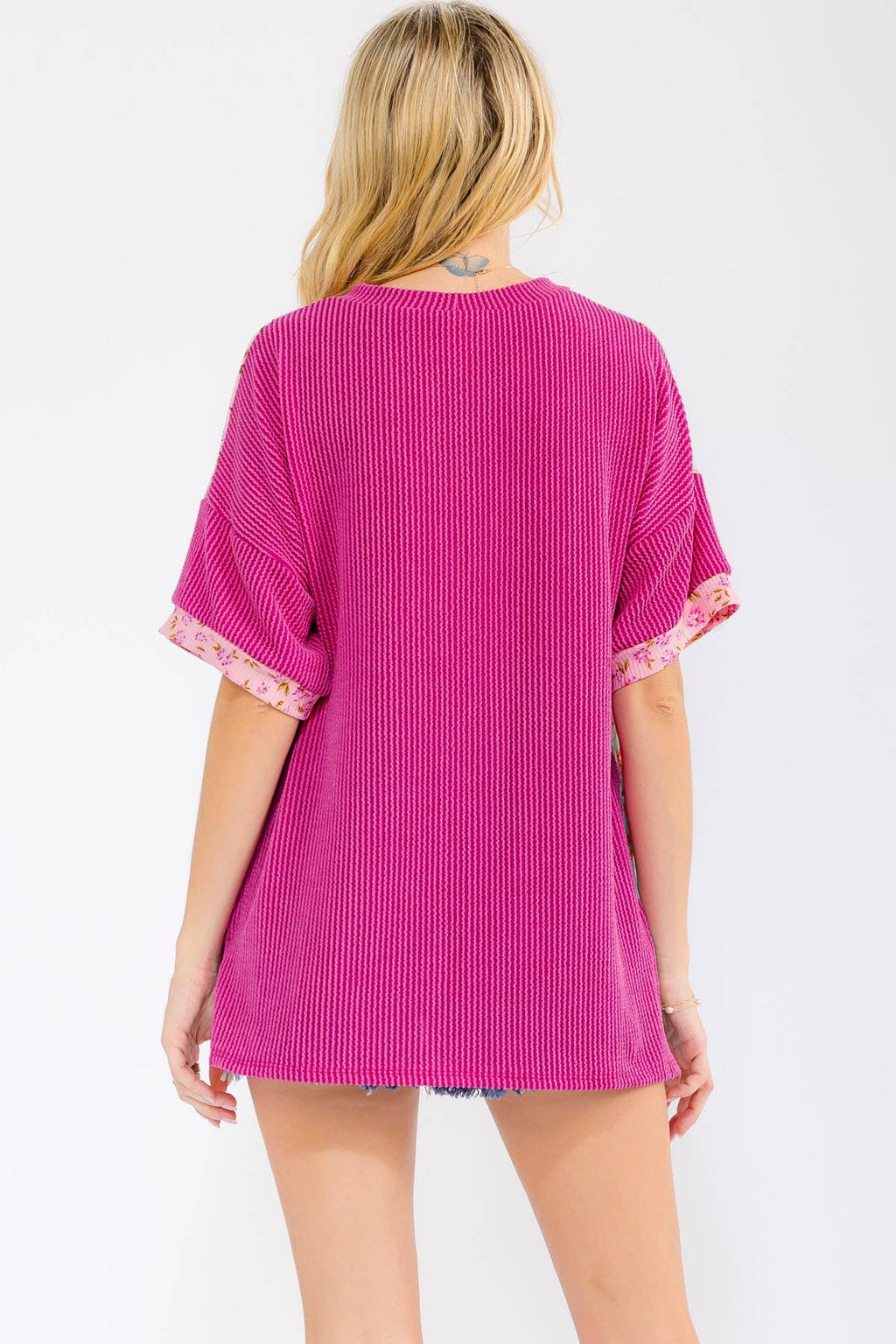 Floral Patchwork Short Sleeve Top