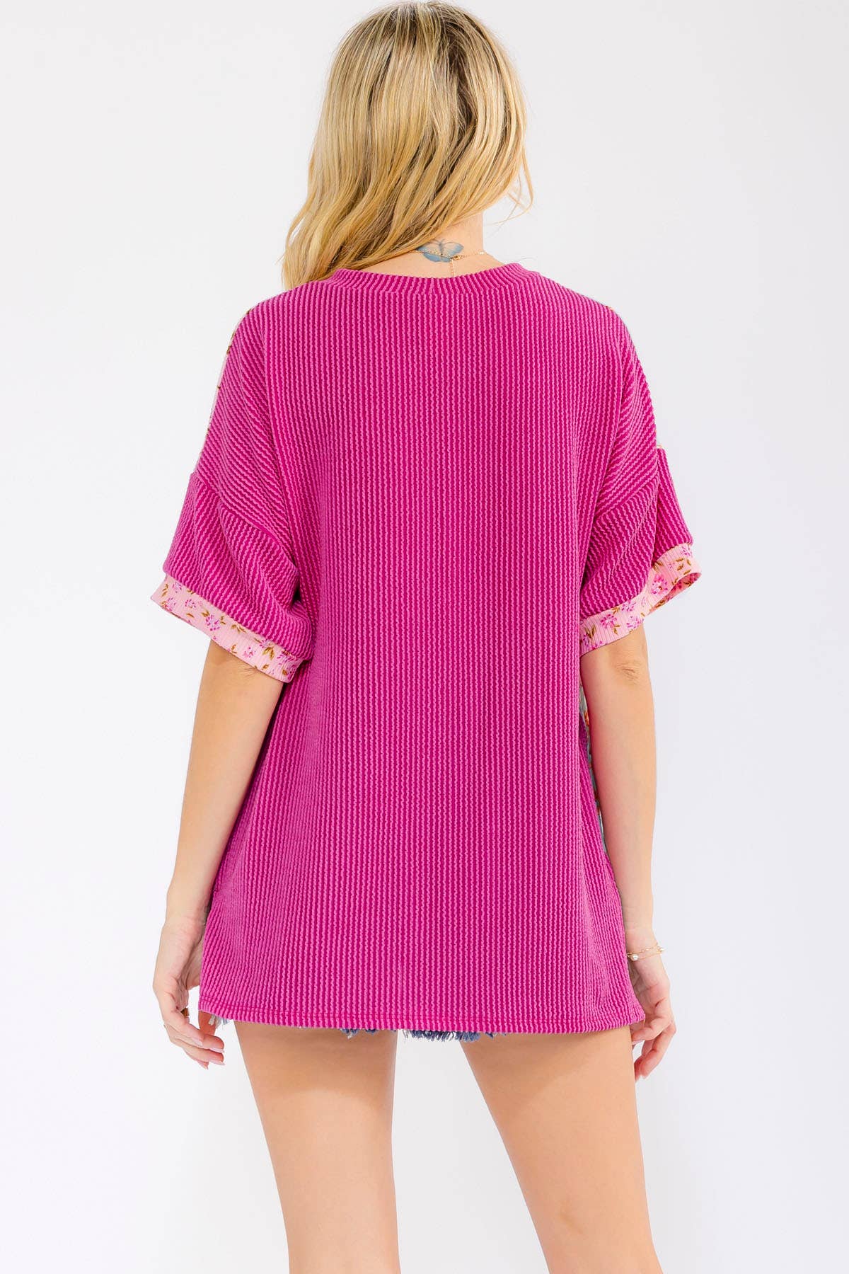 Floral Patchwork Short Sleeve Top