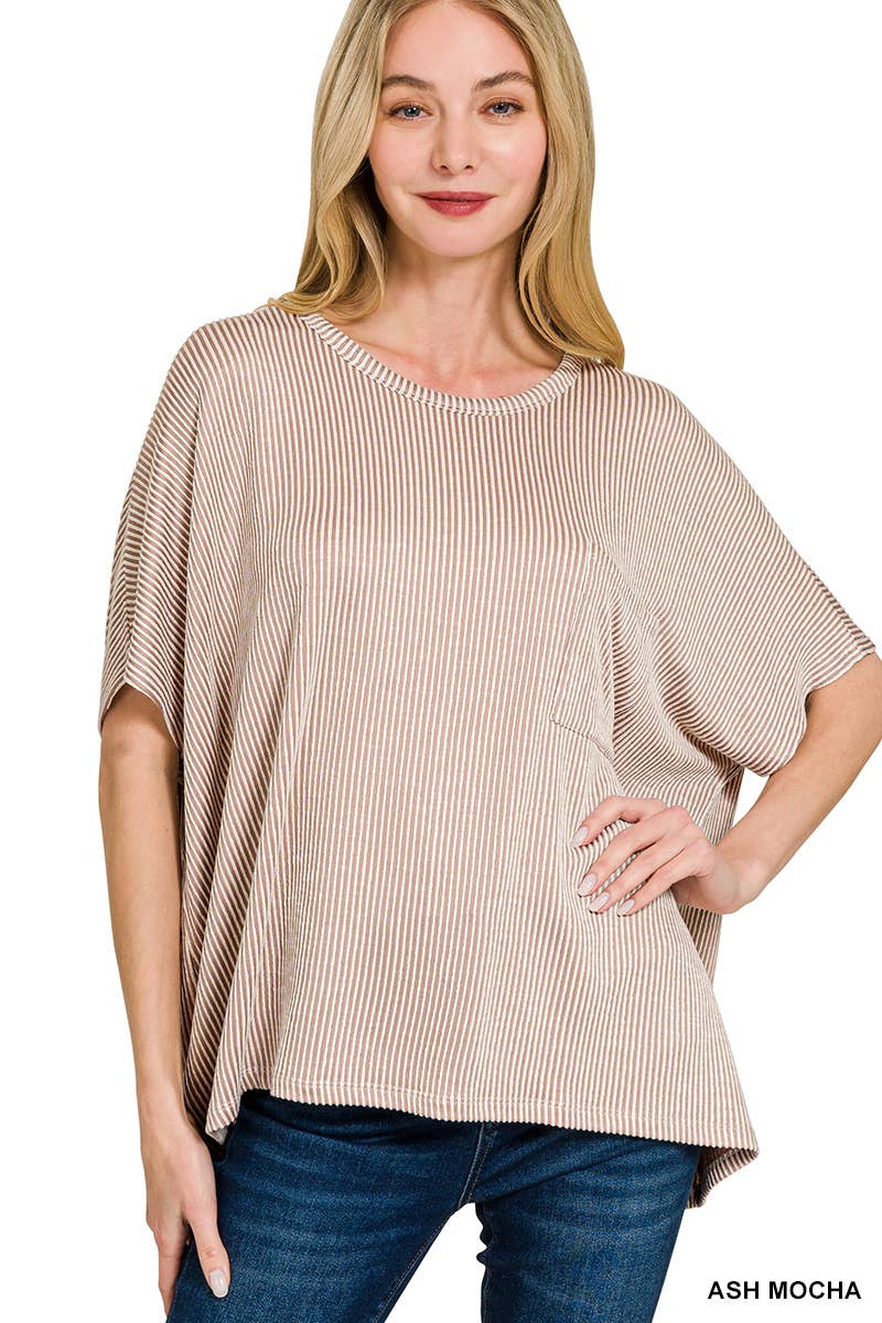 Corded Rib Oversized Short-sleeve Top