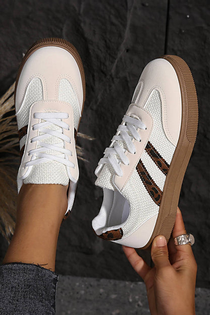 Textured Woven Leopard Patchwork Flat Sneaker | US6-10