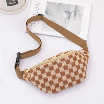 Zenana Knit Checkered Bum Bag