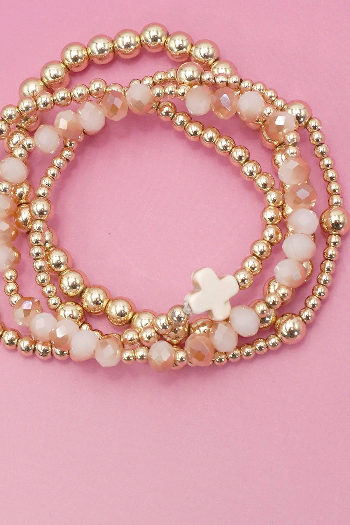 BOHO CROSS MULTI  COLORFUL BEADED STRETCH BRACELET | 40B5180