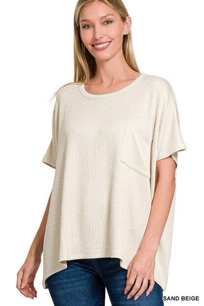 Corded Rib Oversized Short-sleeve Top