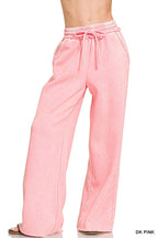 Acid Wash Fleece Palazzo Sweatpants With Pockets