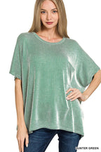 Corded Rib Oversized Short-sleeve Top