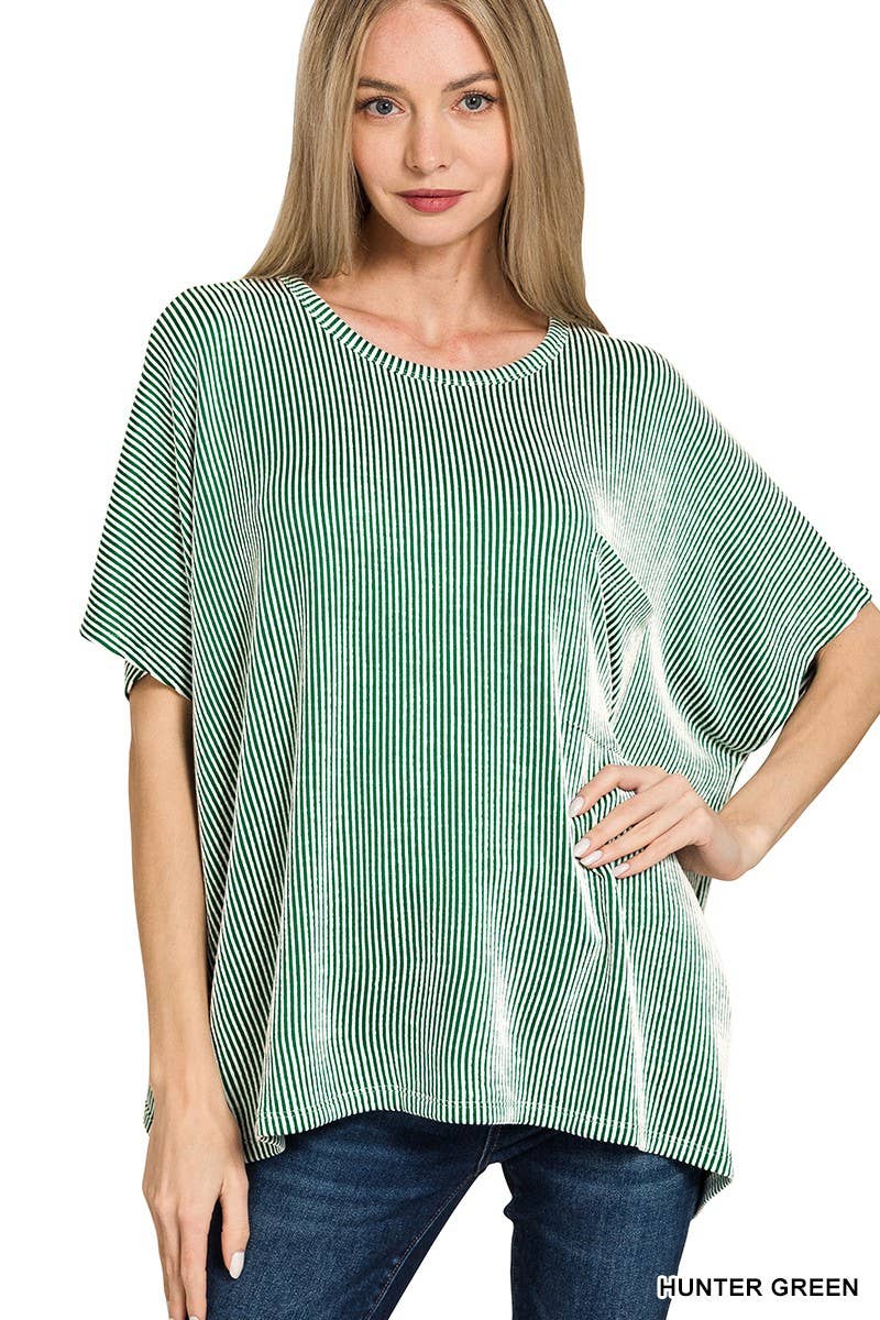 Corded Rib Oversized Short-sleeve Top