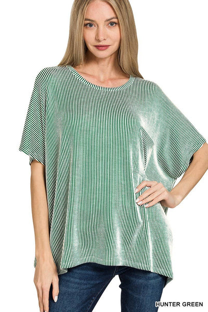 Corded Rib Oversized Short-sleeve Top