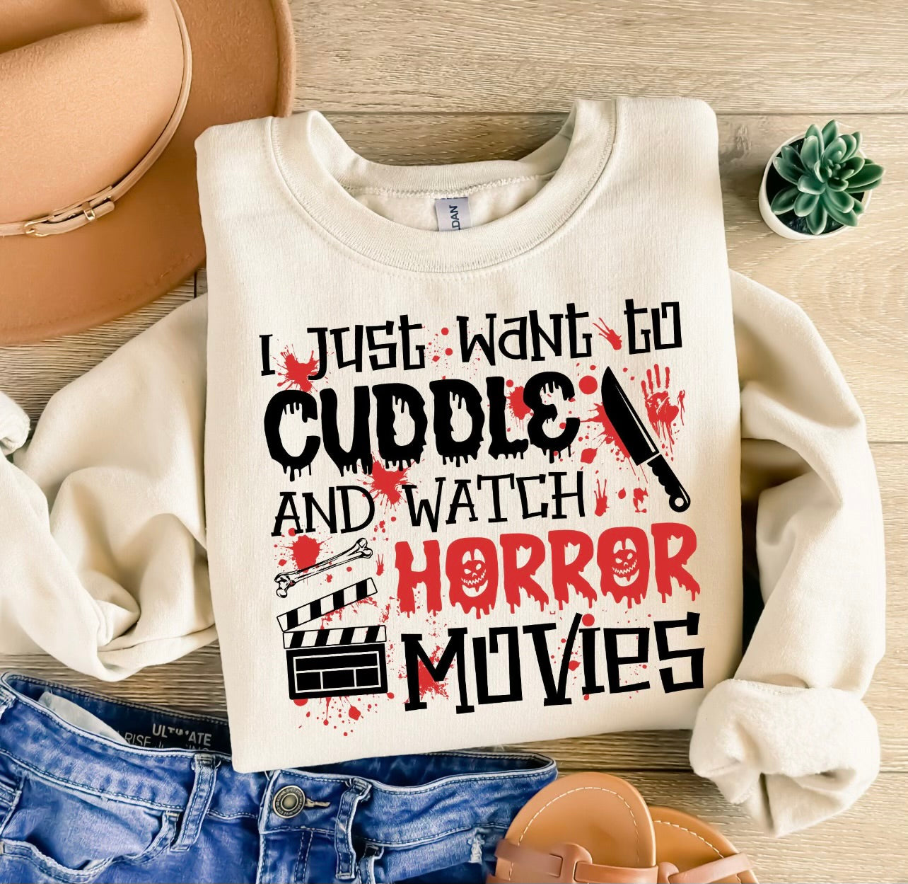 Cuddle & Watch Horror Movies Graphic Tee