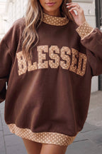 FAITH / BLESSED Graphic Mockneck Oversized Sweatshirt