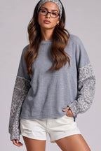 Contrast Print Sleeve Thermal Top