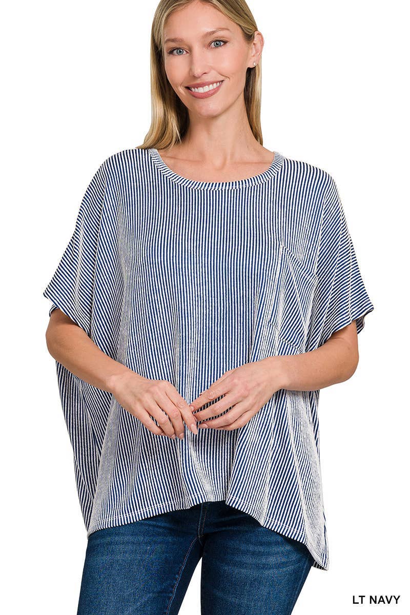 Corded Rib Oversized Short-sleeve Top