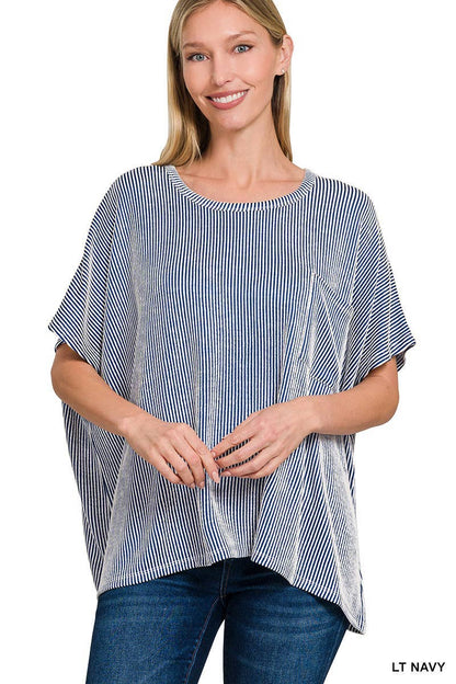 Corded Rib Oversized Short-sleeve Top