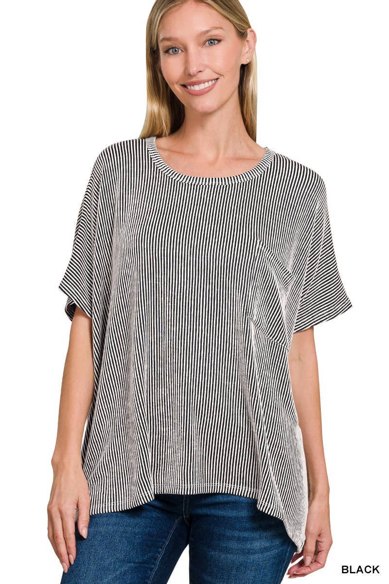 Corded Rib Oversized Short-sleeve Top