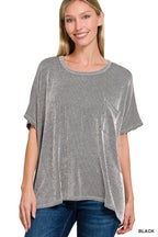 Corded Rib Oversized Short-sleeve Top