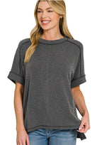 Zenana Raised Ribbed Cuffed Tee