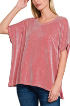 Corded Rib Oversized Short-sleeve Top