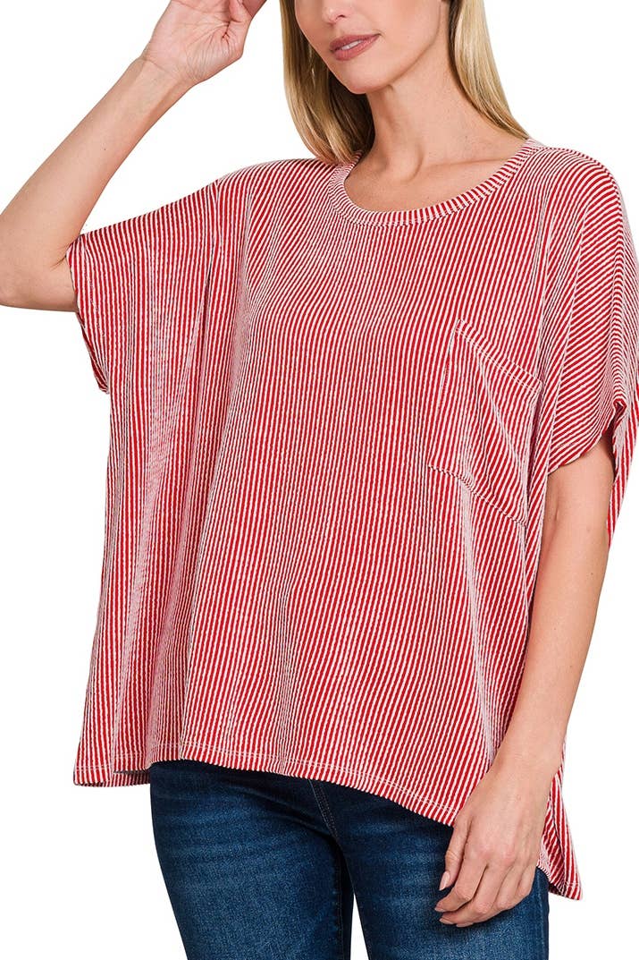 Corded Rib Oversized Short-sleeve Top