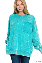Zenana Terry Acid Wash Long Sleeve