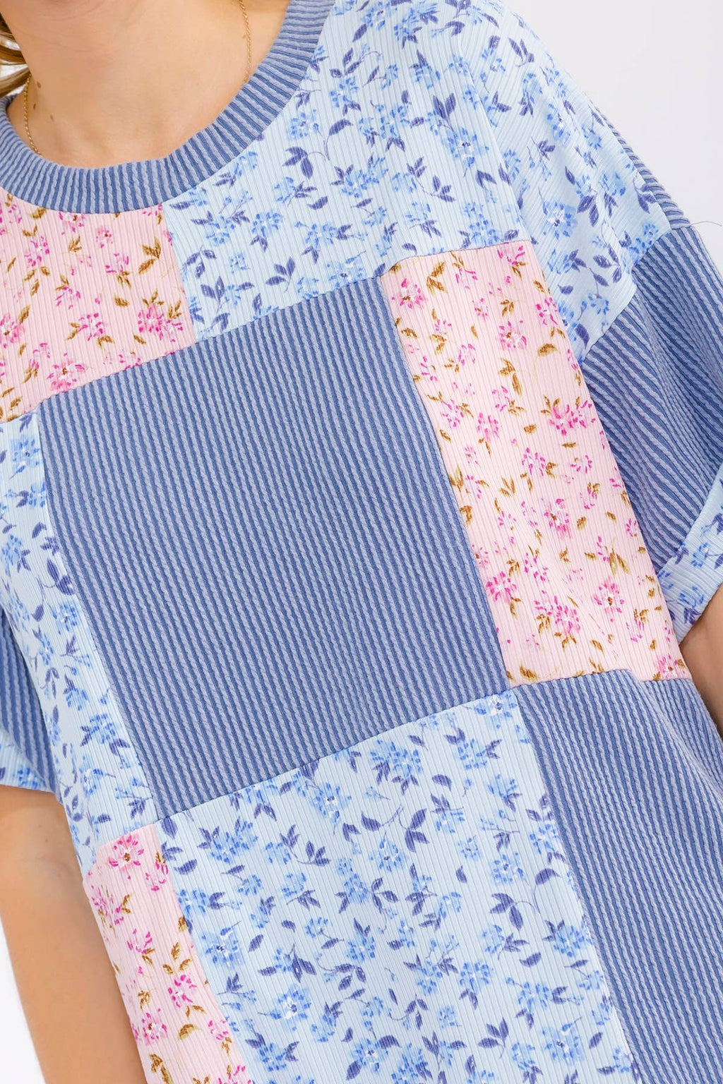 Floral Patchwork Short Sleeve Top