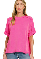 Zenana Raised Ribbed Cuffed Tee