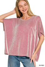 Corded Rib Oversized Short-sleeve Top